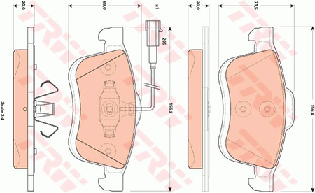 TRW GDB1865 KLOCKI HAMULCOWE PRZÓD FIAT DOBLO 09- 2-CZUJNIKI