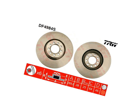 TRW DF4984S TARCZA HAMULCOWA PRZÓD L/P IVECO DAILY 06-