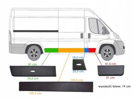 DUCATO BOXER JUMPER MAXI L4 LISTWY BOCZNE PRAWE SZARE