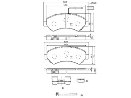 FT29152 KLOCKI HAM FIAT DUCATO 06> PRZÓD 1-CZUJNIK 17Q HEAVY