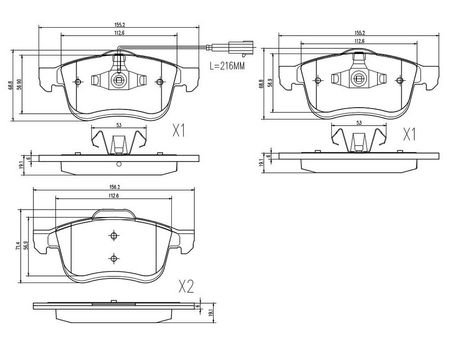 FT29157 KLOCKI HAMULCOWE FIAT DOBLO 09> PRZÓD 1-CZUJNIK TARCZE 305MM / KOŁA 16"