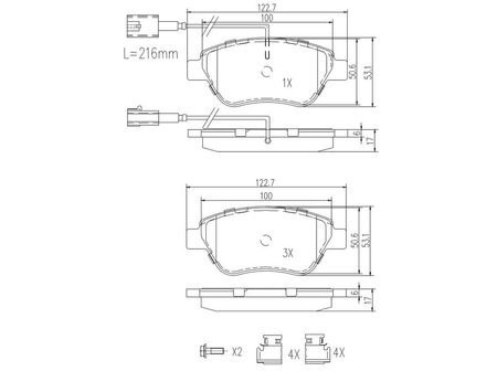 FT29112 KLOCKI HAMULCOWE FIAT FIORINO 07> PRZÓD 1-CZUJNIK