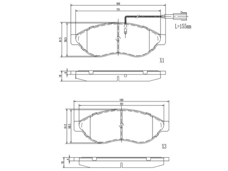 VCBP107 KLOCKI HAMULCOWE PRZÓD FIAT DUCATO 02- 1-CZUJNIK 12/15/17Q LIGHT