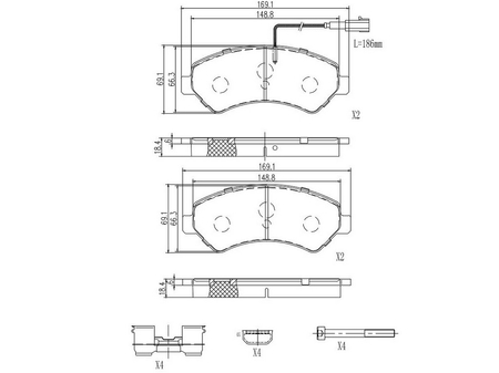 FT29158 KLOCKI HAM FIAT DUCATO 06> PRZÓD 2-CZUJNIKI 17Q HEAVY