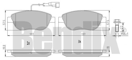 KLOCKI HAM FIAT DOBLO 09> PRZÓD 1-CZUJNIK