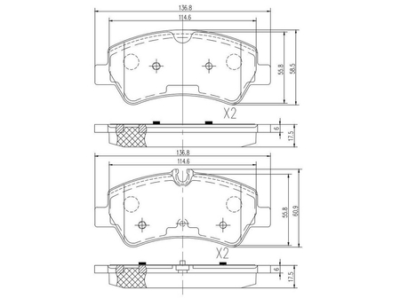 FT29545 KLOCKI HAMULCOWE TYŁ BEZ CZUJNIKA FORD TRANSIT 13-