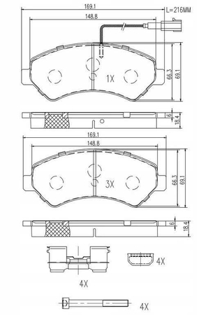 FT29152HD KLOCKI HAM FIAT DUCATO 06> PRZÓD 1-CZUJNIK 17Q HEAVY
