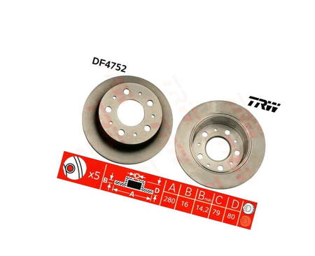 TRW DF4752 TARCZA HAMULCOWA TYŁ L/P FIAT DUCATO 06-