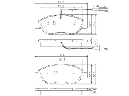 FT29145 KLOCKI HAM FIAT BRAVO 07> PRZÓD 1-CZUJNIK 1.9/2.0JTD
