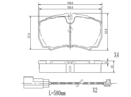 FT29544 KLOCKI HAM FORD TRANSIT 06> TYŁ 2-CZUJNIKI BREMBO