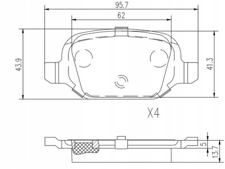FT29162 KLOCKI HAMULCOWE FIAT PANDA 03> TYŁ BEZ CZUJNIKA 1.4