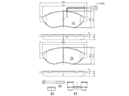 FT29130 KLOCKI HAM FIAT DUCATO 06> PRZÓD 1-CZUJNIK 12/15/17Q LIGHT