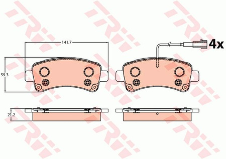 KLOCKI HAMULCOWE TYŁ TRW FIAT DUCATO 14- 2-CZUJNIKI 20Q BREMBO