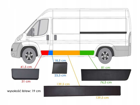 DUCATO BOXER JUMPER LISTWY BOCZNE LEWE SZARE