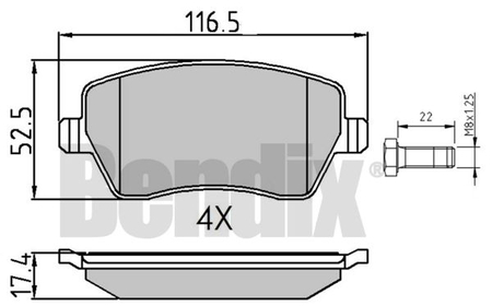 BDX 510459 KLOCKI HAM RENAULT KANGOO 08> PRZÓD