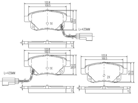 FT29523 KLOCKI HAM FORD TRANSIT 06> TYŁ 2-CZUJNIKI