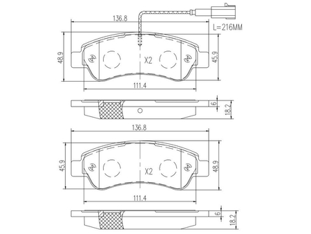 FT29098 KLOCKI HAM FIAT DUCATO 14> TYŁ 2-CZUJNIKI 12/15/17/20Q BOSCH