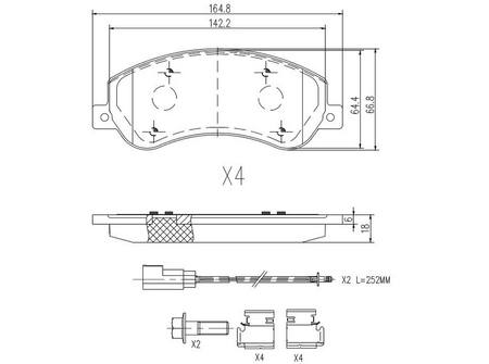 FT29522 KLOCKI HAMULCOWE FORD TRANSIT 06> PRZÓD 2-CZUJNIKI 330/350