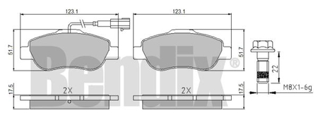 BDX 510559 KLOCKI HAM FIAT FIORINO 07> PRZÓD 1-CZUJNIK