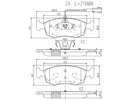 FT29083 KLOCKI HAM FIAT 500 07> PRZÓD 2-CZUJNIKI