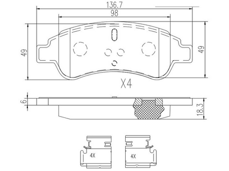 FT29518 KLOCKI HAMULCOWE PRZÓD CITROEN BERLINGO 96- BEZ CZUJNIKA