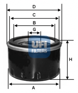 UFI 23.263.00 FILTR OLEJU CITROEN C1 1.0/PEUGEOT 107 1.0/ 108 1.0 14>