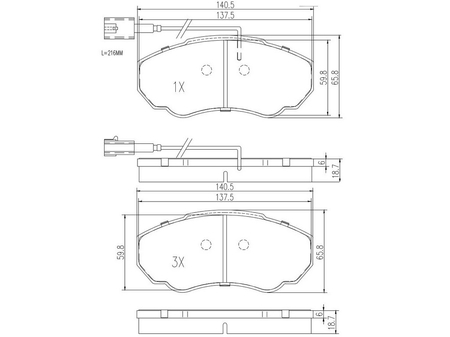 FT29107 KLOCKI HAM FIAT DUCATO 02> PRZÓD 1-CZUJNIK 10/14Q