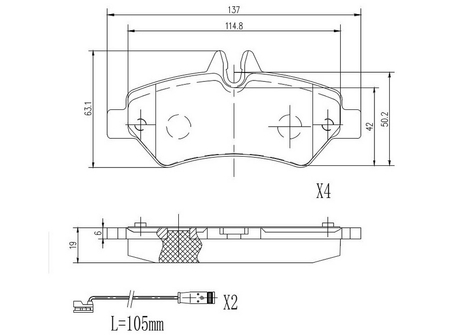 FT29020 KLOCKI HAM MERCEDES SPRINTER 06> 906 TYŁ 2-CZUJNIKI 906